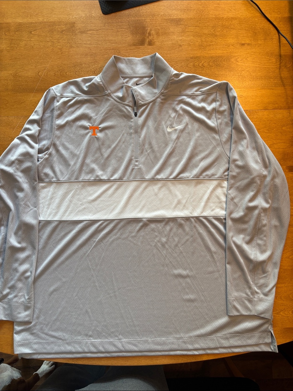 Nike Men’s Light Gray Half-Zip Pullover with Orange 'T' Logo